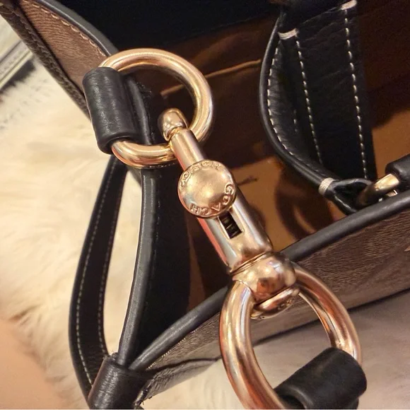 Coach x Disney Brown Signature Tote with Black Trim and Disney Patch Accents - Picture 6 of 12